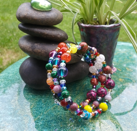 AGATE HOWLITE Crystals Gemstone Bracelet Handmade Beaded Festival Gift Beads - Picture 1 of 17